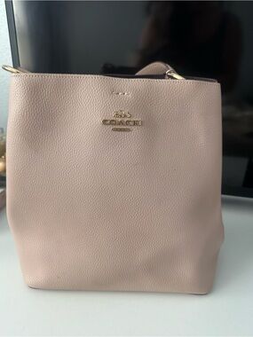 Coach Pink Pebbled Leather Tote with Gold Hardware